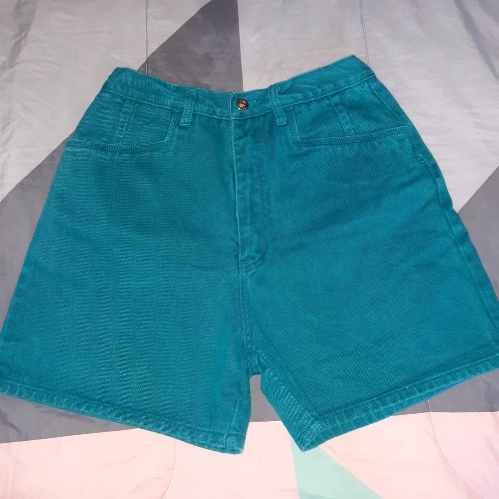 CAROLINA COLOURS • teal high-waisted shorts
